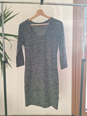 Robe simple grise manche ¾ M femme