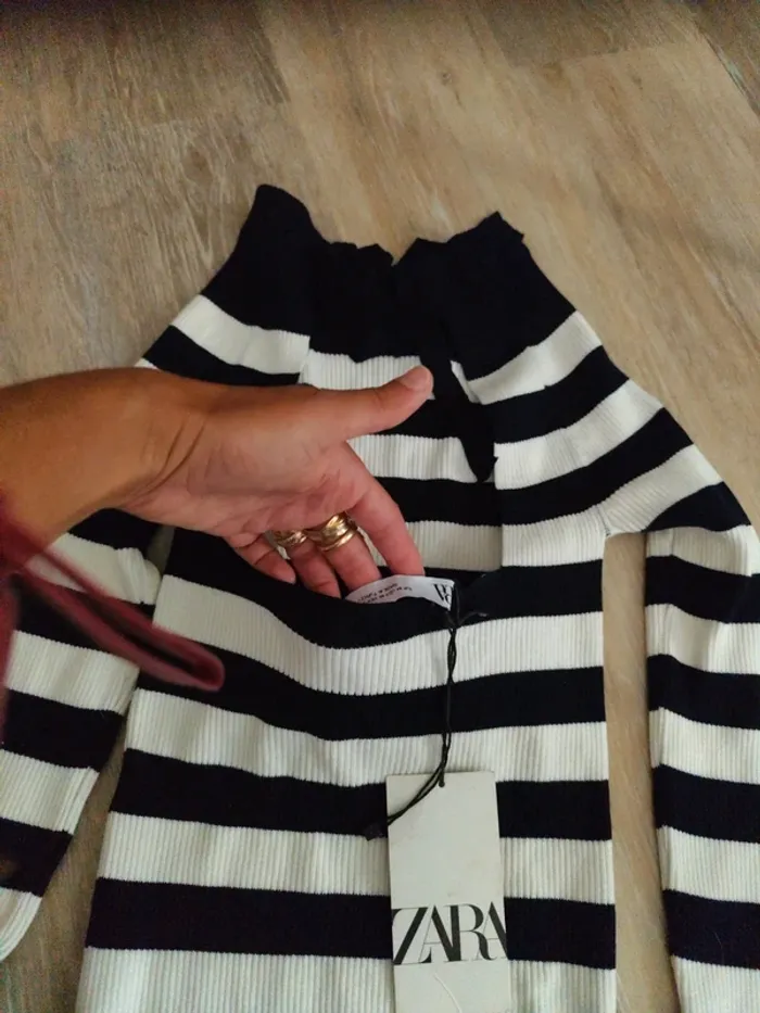 Pull maille marinière Zara M dos décolleté neuf - photo numéro 4
