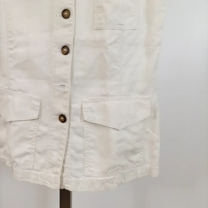 Gilet sans manches en lin Caroll - style safari chic écru taille 38 A646 - photo numéro 2