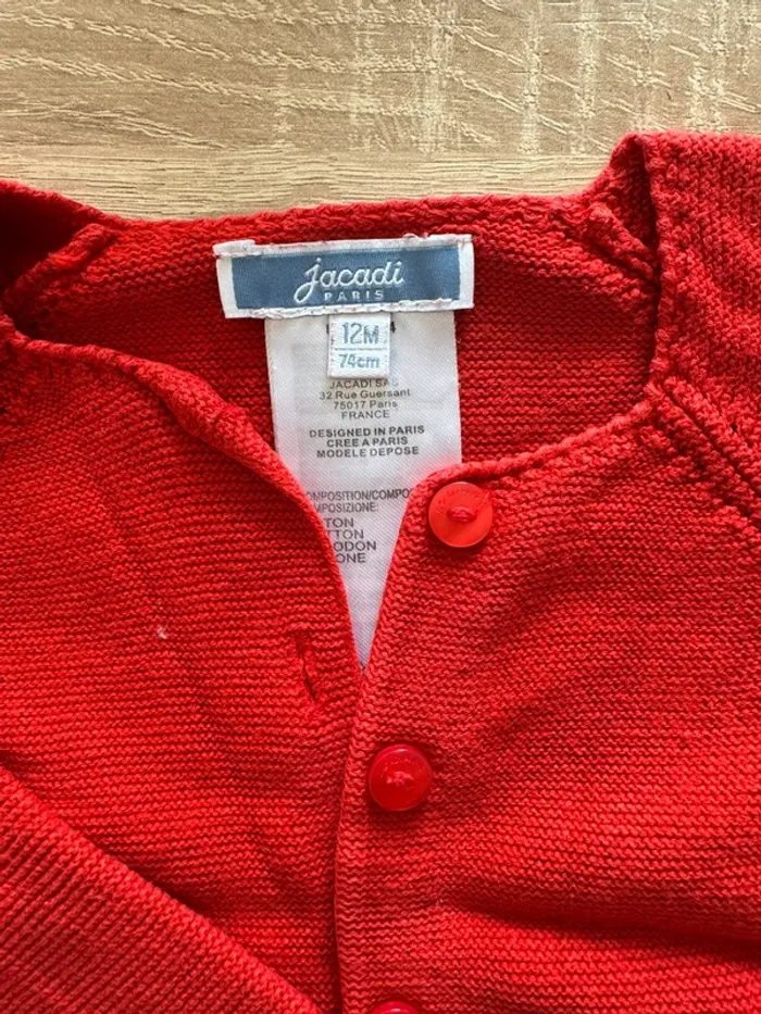Gilet rouge Jacadi 12 mois TBE - photo numéro 3