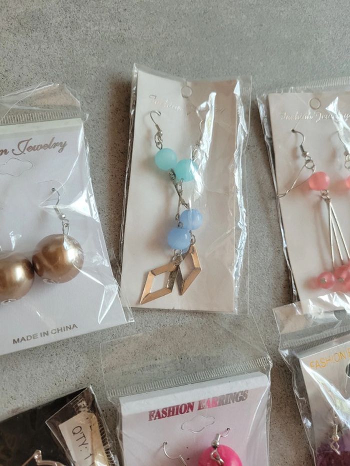 Lot bijoux boucles d'oreilles pendentif perle créole - photo numéro 4