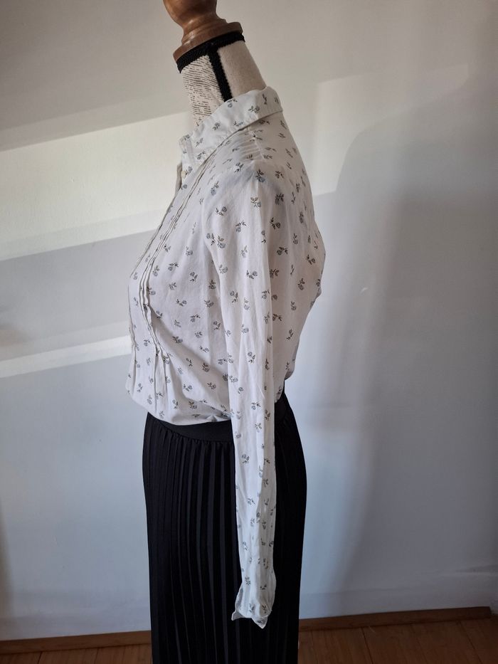 Chemise, chemisier blanc à fleurs vintage - photo numéro 4