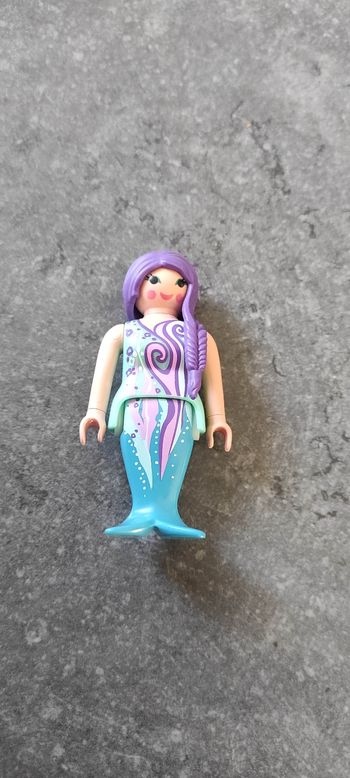 (C38) Playmobil sirène bleu/vert cheveux violets