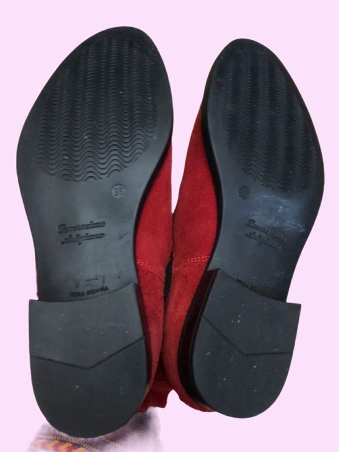 Bottines nubuck rouge red suede ankle boots - photo numéro 9