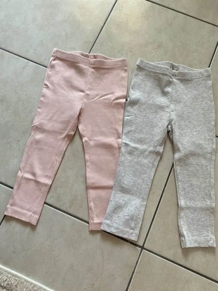 Lot de 2 legging côtelé rose gris Lupilu - photo numéro 4