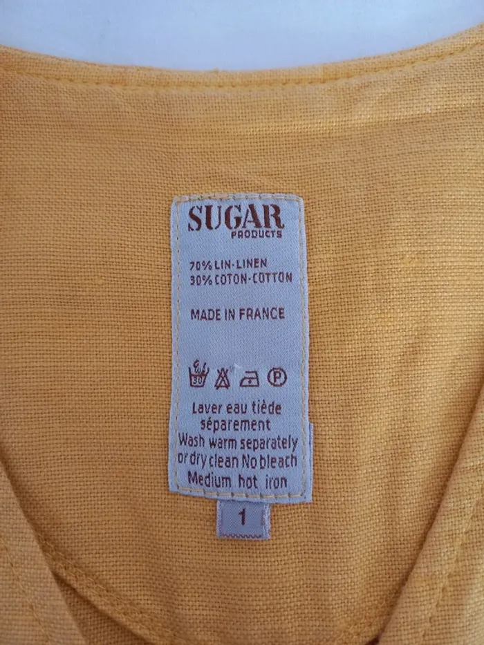Veste jaune en lin et coton - Sugar - taille 40 - photo numéro 4
