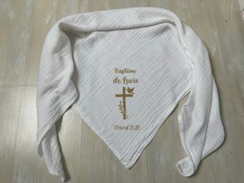 Châle / lange de baptême personnalisé