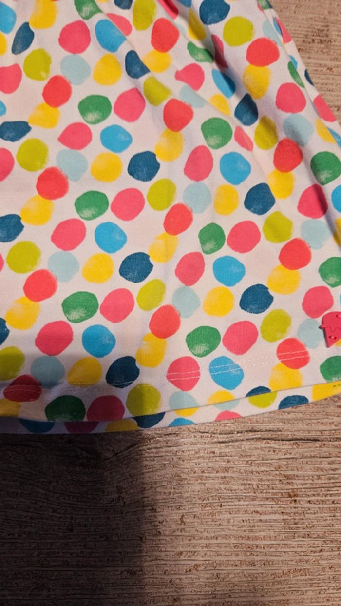 Robe d été courte à bretelles blanche avec points colorés, JBC, 7 ans - photo numéro 3