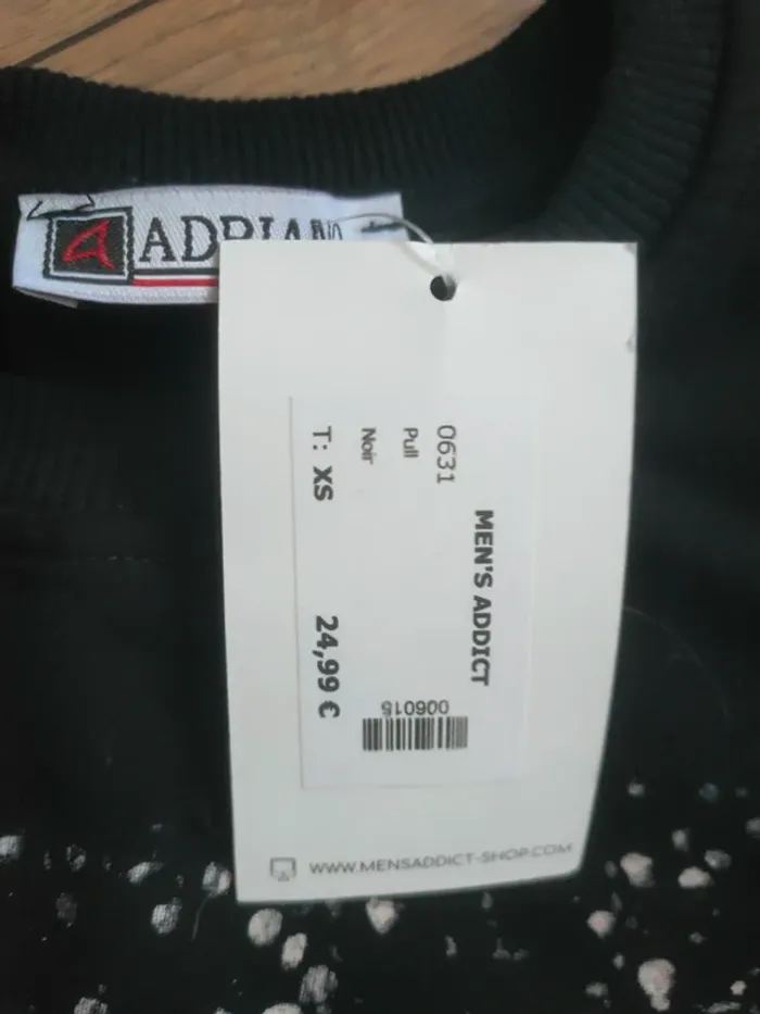 Pull fin pour homme noir motifs XS Adriano - photo numéro 4