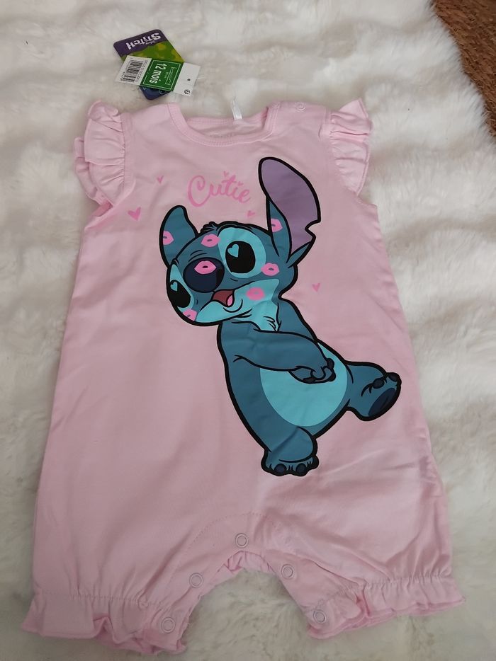 2 combishorts été fille, Stitch, Disney, neufs, 12 mois - photo numéro 2