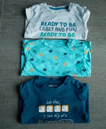 Lots de 3 t-shirt manche longue 9 mois garçon