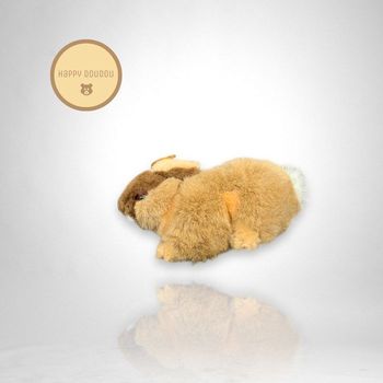 Peluche Lapin allongé beige et marron Sandy A688