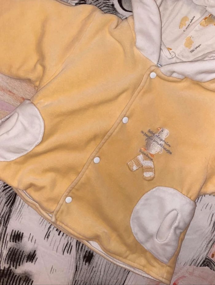 Manteau hiver coton/polaire, 6 mois, Sucre d’orge. - photo numéro 3