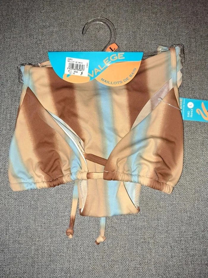Maillot de bain / bikini marron/beige/bleu en L - photo numéro 6