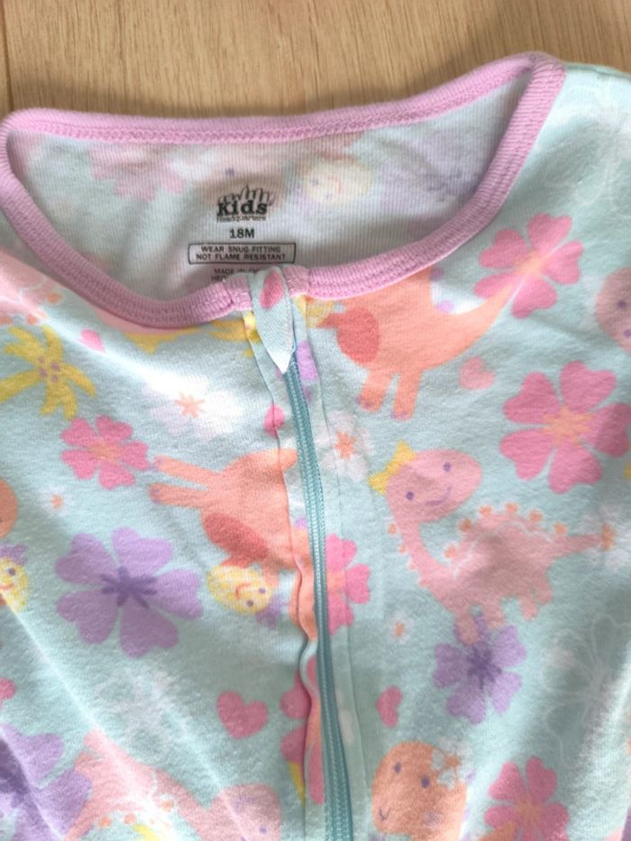 Lots de 2 pyjamas en coton neufs fille 1 pièce Kids Headquarters dinosaures - Taille 18 mois - photo numéro 4