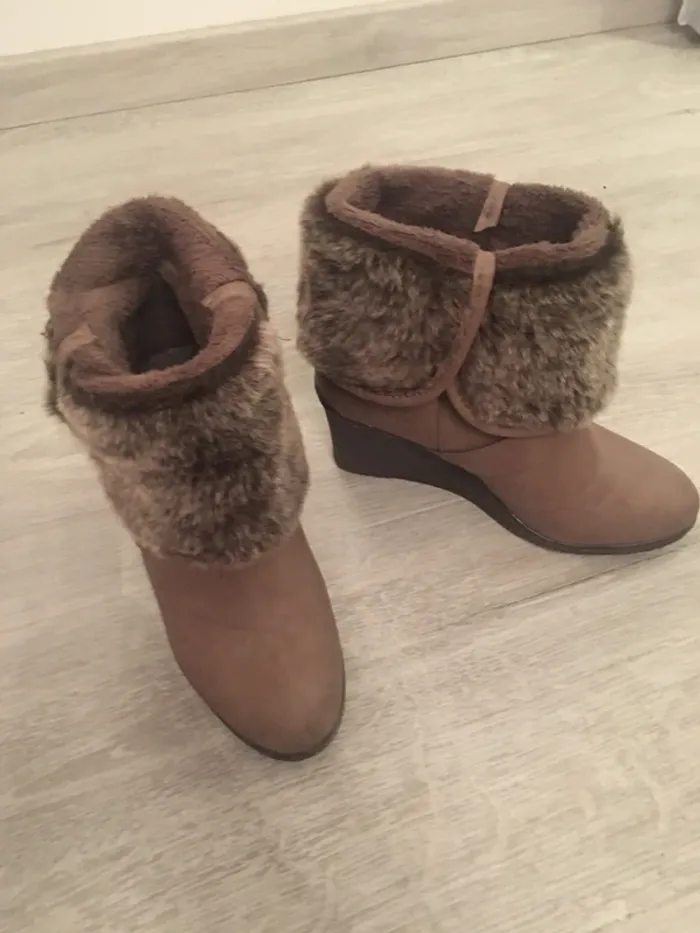 Bottines compensées fourrure - photo numéro 2