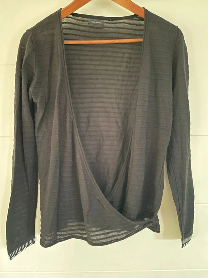 Blouse noire cœur croisé TS