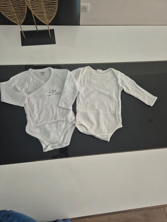 Lot de 2 bodies manches longues 12 mois