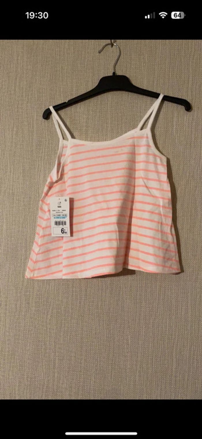 Debardeur rose et blanc 8 ans gemo neuf - photo numéro 2