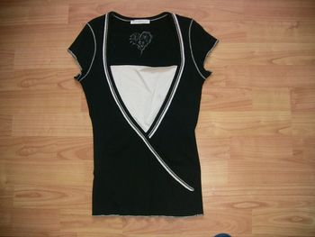 T-shirt noir et beige Taille S Promod