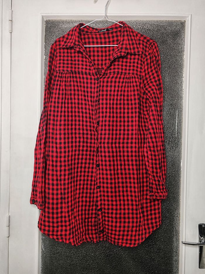 Robe chemise à carreaux rouge et noir - Mim - photo numéro 1