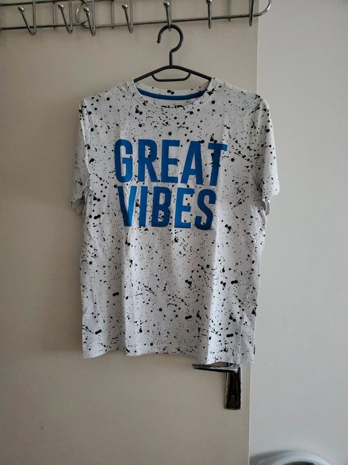 Tee-shirt blanc et bleu 13/14 ans 158/164cm C&A