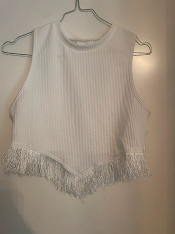 Crop top blanc à frange