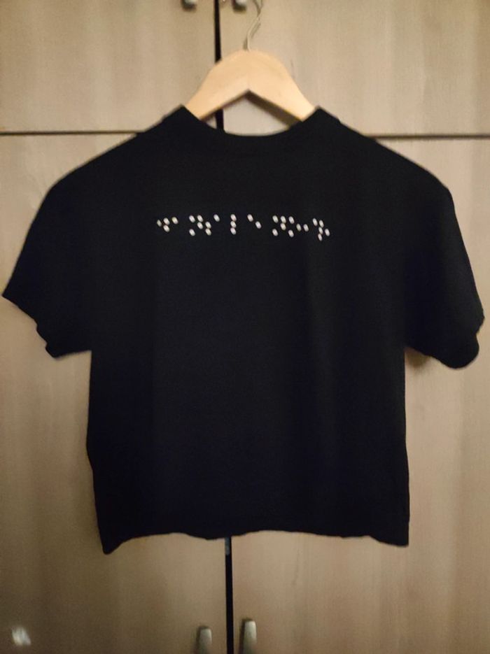 T shirt court braille /noir taille S - photo numéro 6