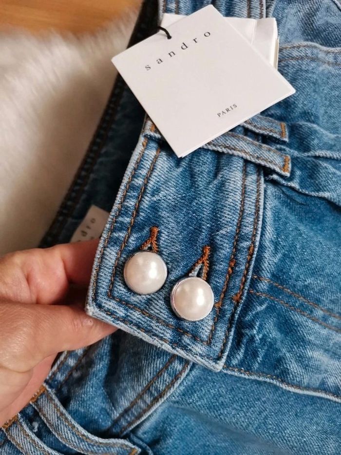 Magnifique jeans Sandro Taille haute avec boutons perles | neuf avec étiquette 175€ - photo numéro 5