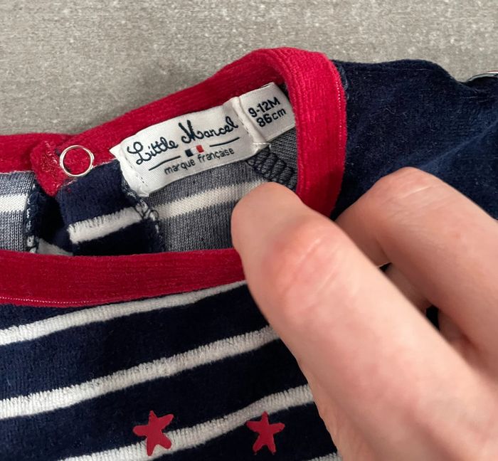 Pyjama 2 pièces « Little Marcel » bleu marine et rouge taille 9-12 mois-86 cm - photo numéro 3