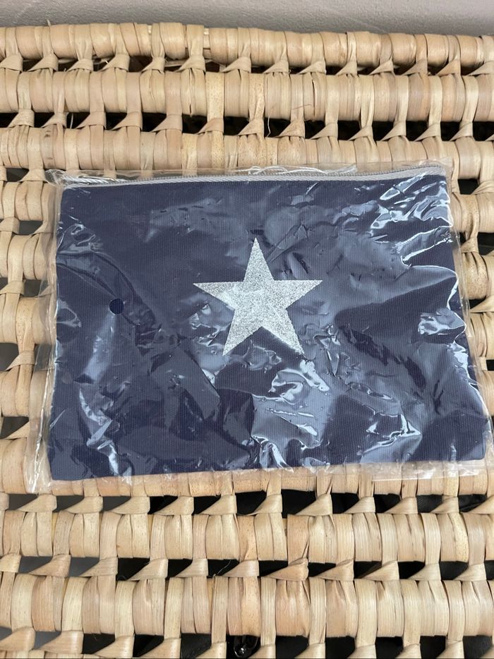 Petite pochette / trousse bleue marine et argenté - photo numéro 2