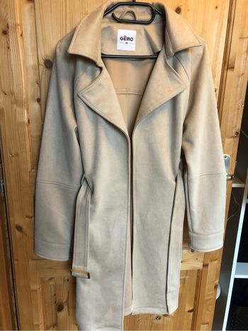 Manteau long velours beige