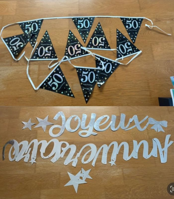 Lot de 2 guirlandes joyeux anniversaire et 50 ans