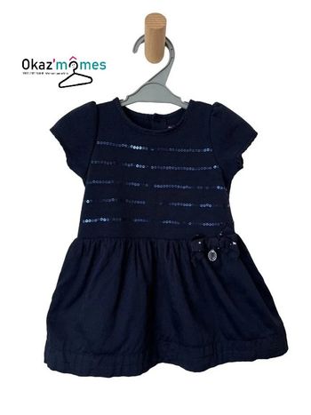 Robe bi-matière bleu marine à sequins - Sergent Major 6 mois (67cm)