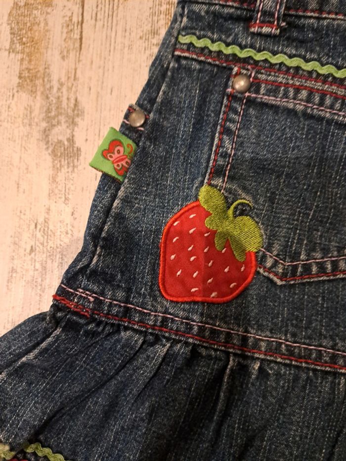 Jupe jean brodé Charlotte aux fraises - photo numéro 6