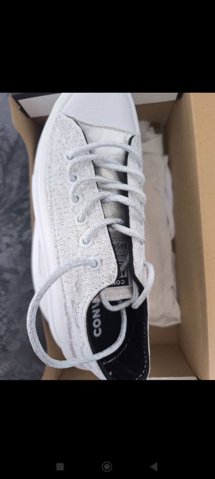 Mimanera Converse T38 dentelles argenté neuves - photo numéro 2