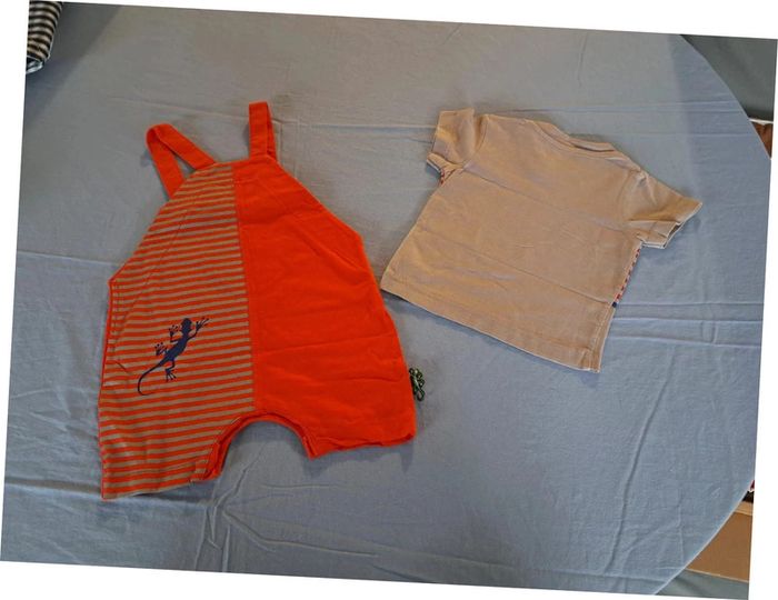 Ensemble salopette et T-shirt salamandre lézard Réunion - photo numéro 7