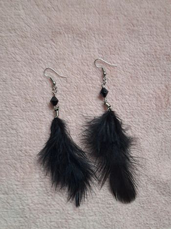 Boucles d'oreilles Plumes noires