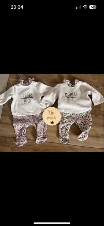 2 pyjamas bébé fille 1 mois