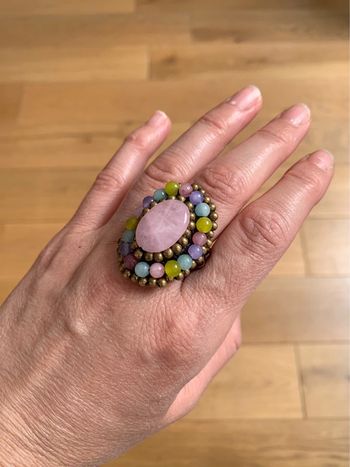Bague en pierres naturelles ancienne Fait Main Vintage