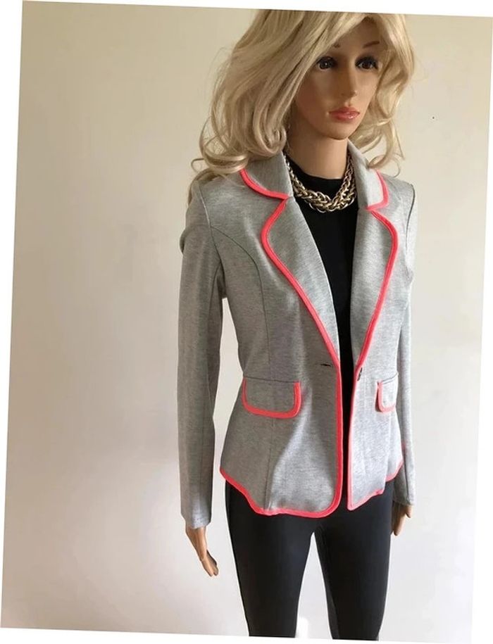 Blazer gris et rose fluo neuf AJC taille 36 - photo numéro 2