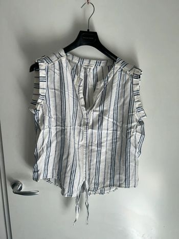 Blouse manches courtes blanche rayé - Taille 44 - Cache Cache