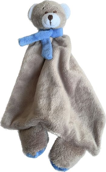 Doudou ourson marron et bleu / Nin-Nin