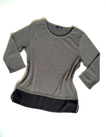 Pull kaki chiné avec voile noir - Kiabi