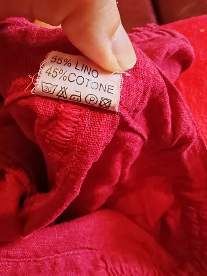 Pantalon rouge taille basse M été – lin & coton, léger et stylé 🌞 - photo numéro 7