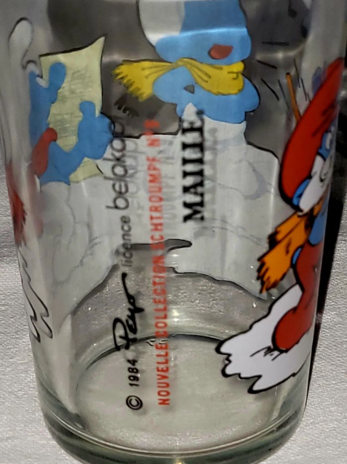verre Schtroumpf - Peyo - vintage 1984 - photo numéro 4