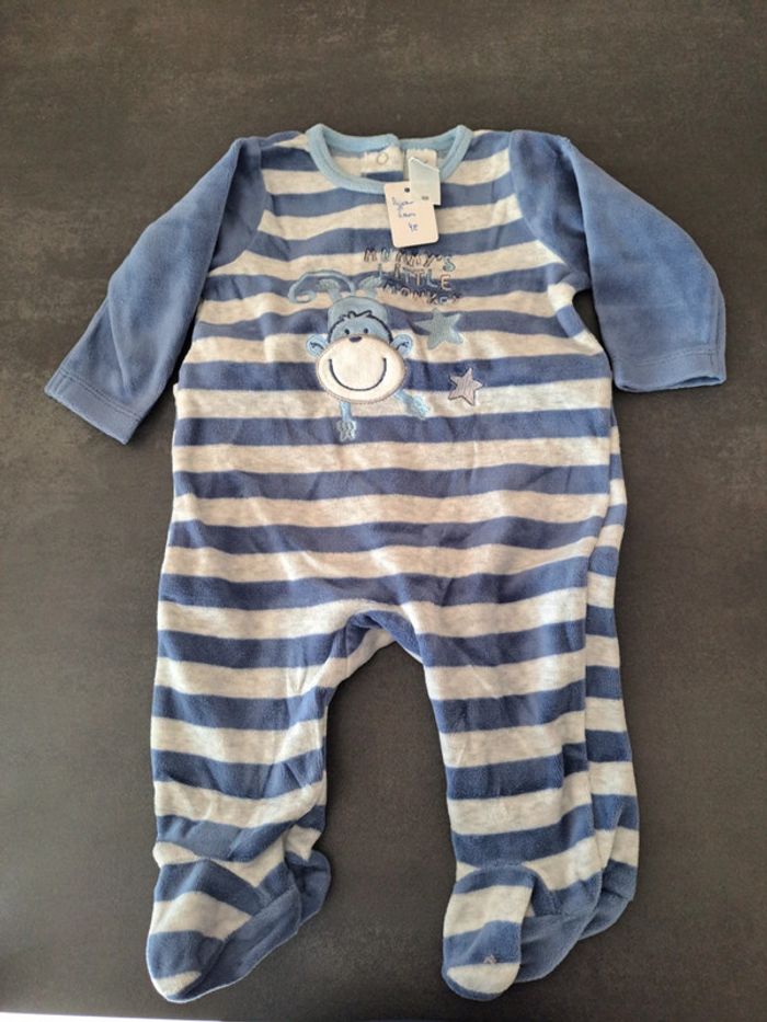 Pyjama singe ligné bleu velours