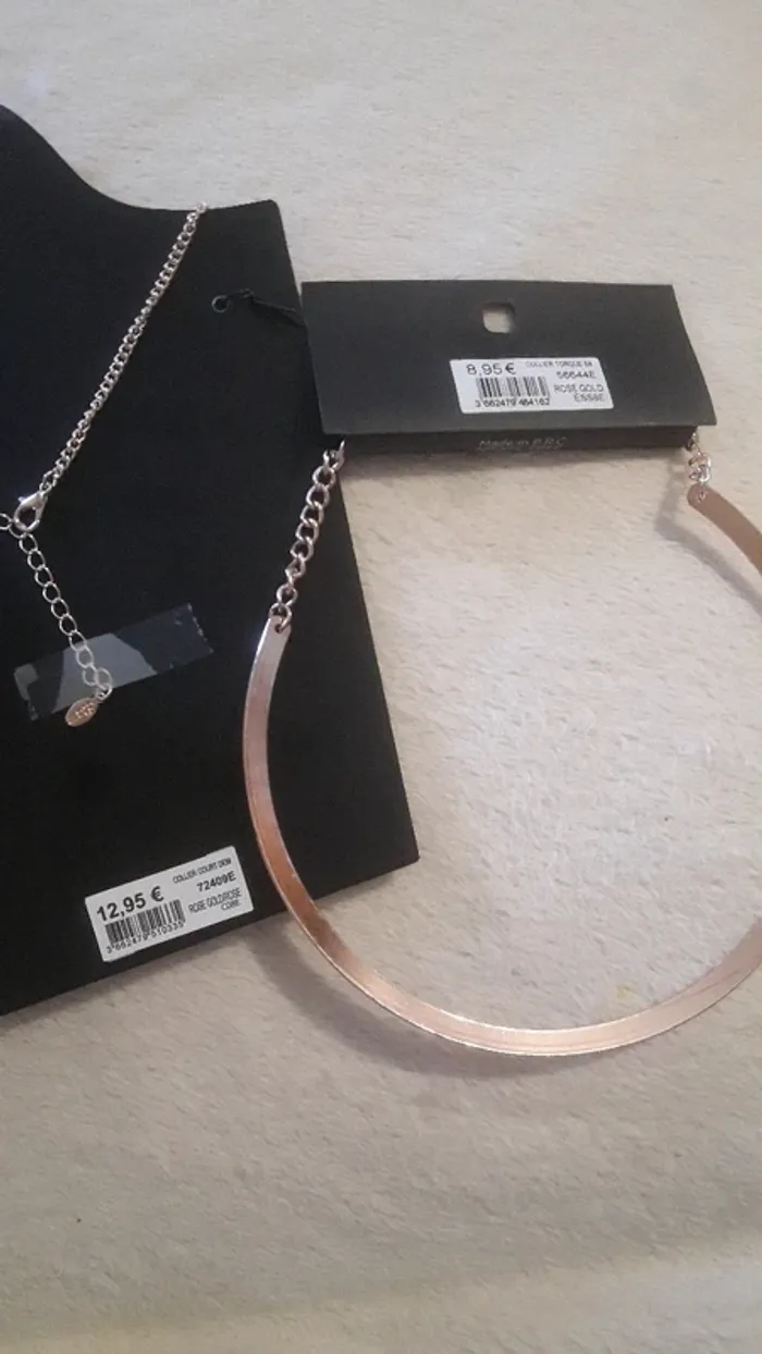 Lot de 2 colliers rose doree etam neuf avec étiquette - photo numéro 4