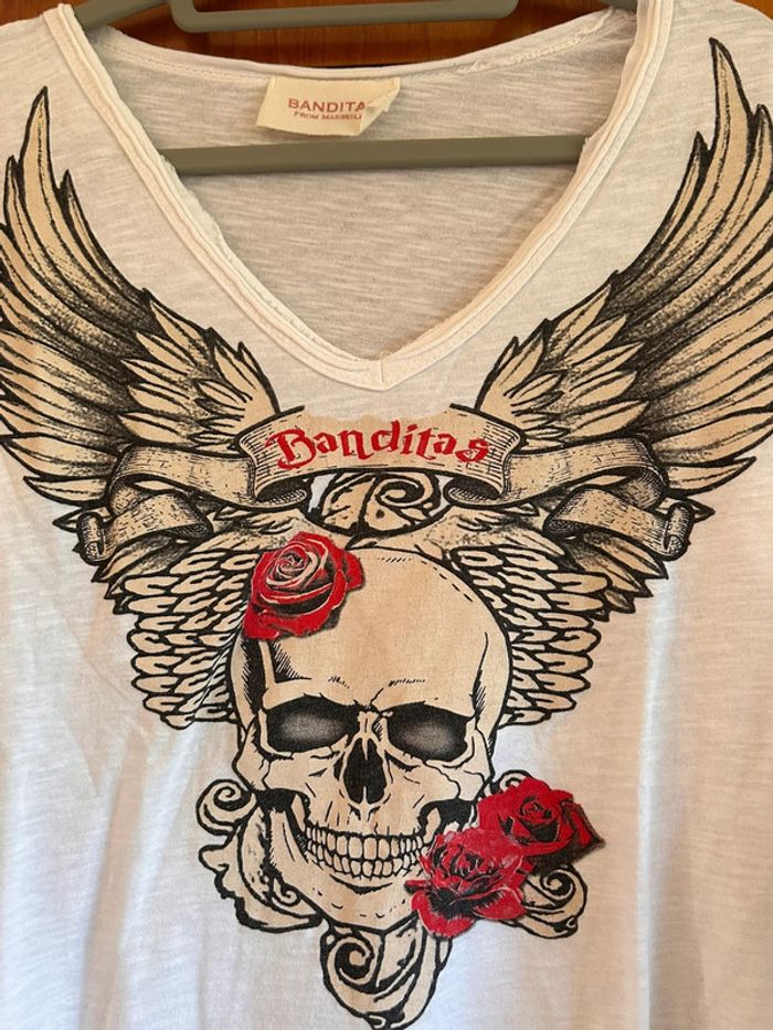 T-shirt manches longues col v skull Banditas - photo numéro 2