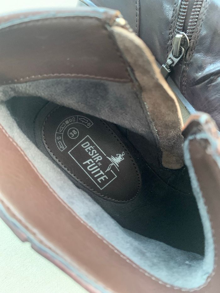 Bottines neuves  marron très foncé T38 , - photo numéro 4